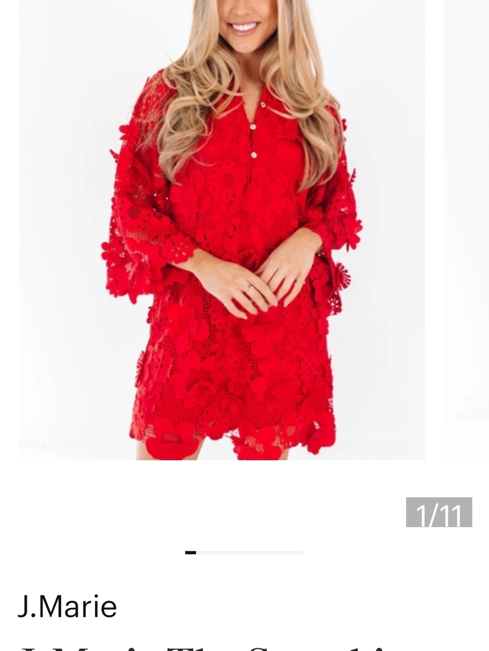 J.Marie Red Floral Lace Shift Dress